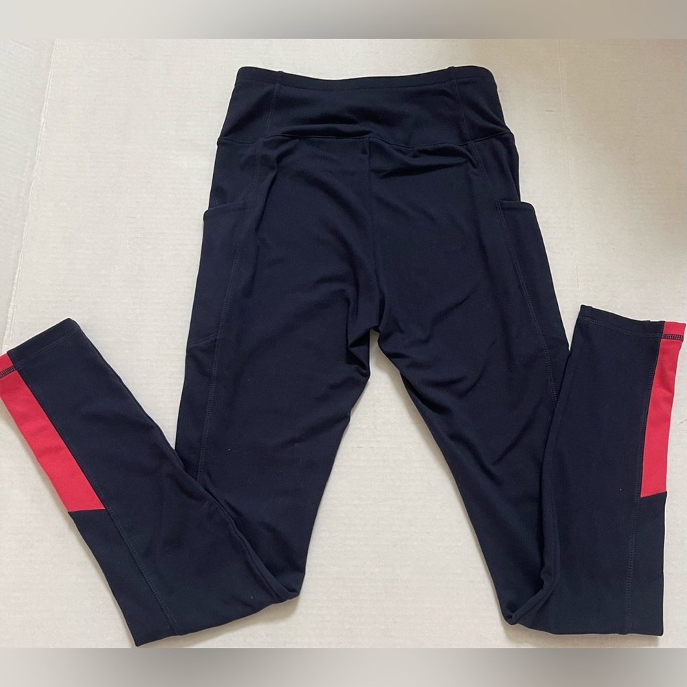 T by Talbots Leggings Navy Blue Zip Bottoms UPF 50+ Protection Fit Size XS Pink